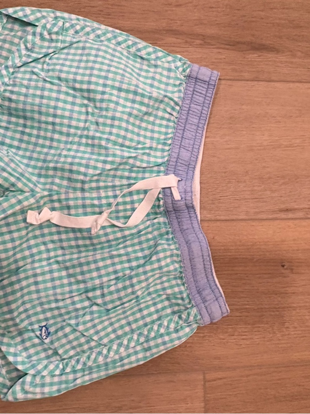 Southern Tide Mint Green & Light Blue Gingham Pajama Shorts